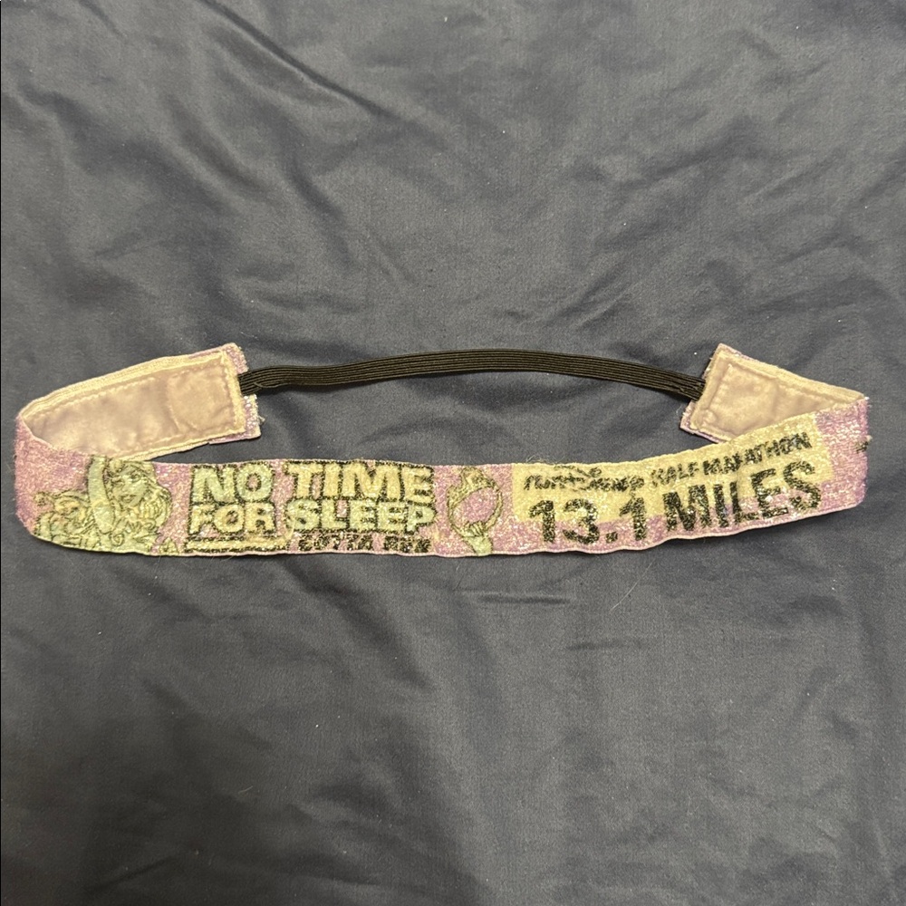 Pink and Black Headband with Text Design